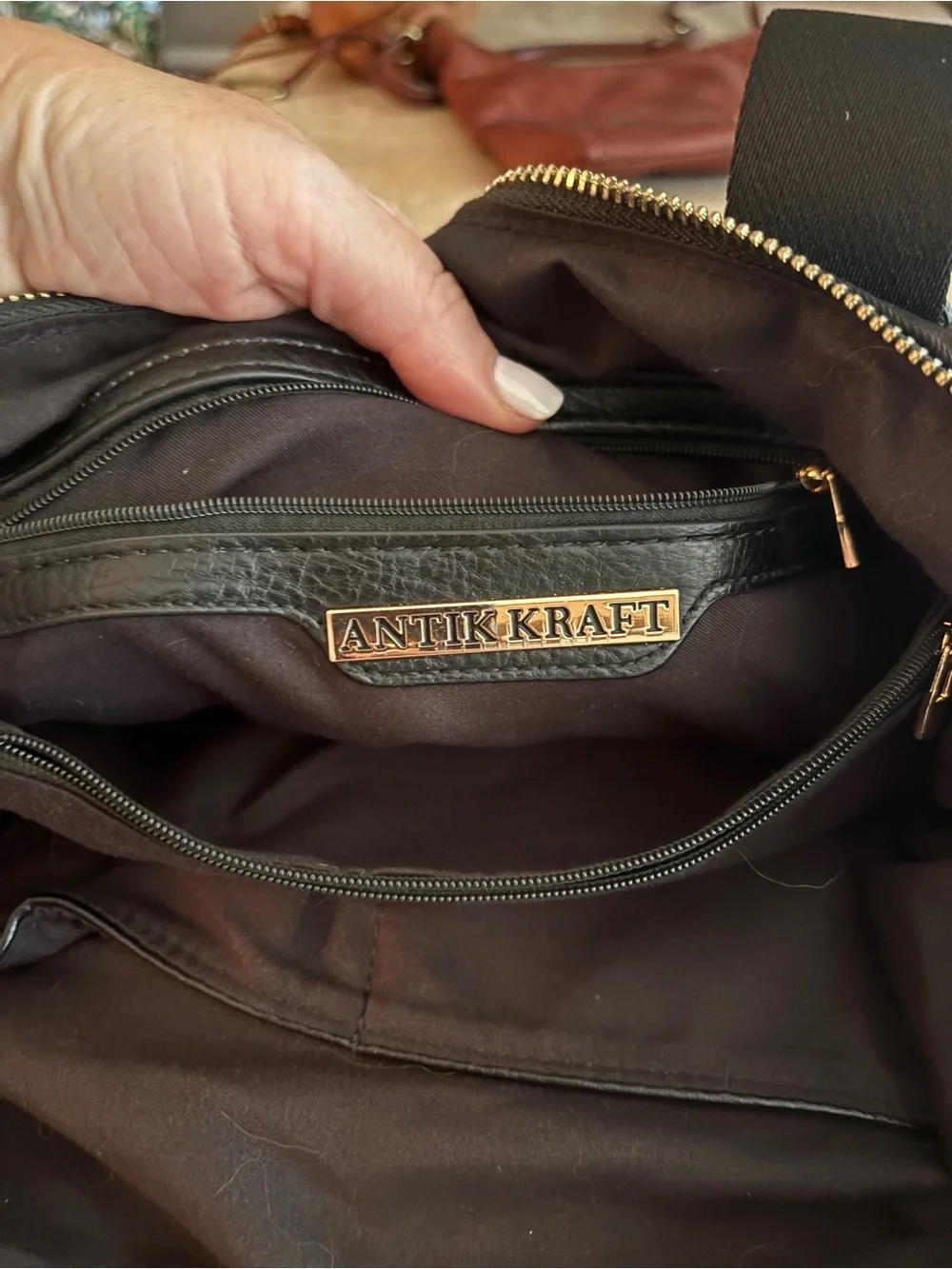 Women’s Black Nylon Multi-Pocket Tote Bag